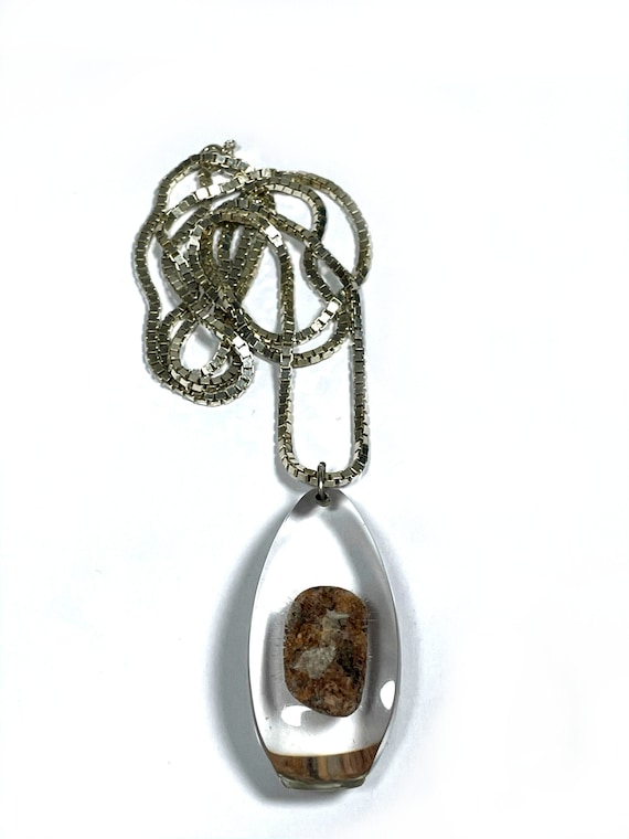 Mid-Century Modern Pendant and earrings Artisan glass and sterling silver pendant with earrings vintage jewelry set 60s jewelry