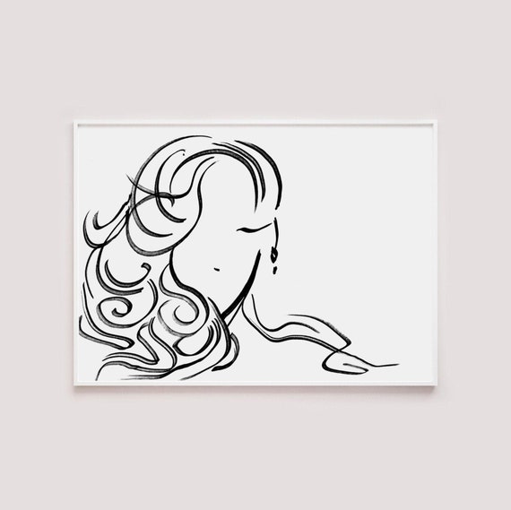 Hair Salon Decor Scandinavian Poster Dressing Room Prints Vanity Wall Art One Line Drawing Female Glam Tumblr Room Continuous Line