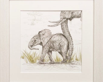 Savannah Collection - Baby African Elephant framed print