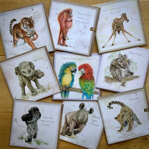 9 Pack assortiti bianco esotico carte fauna selvatica