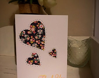 Flower heart thankyou card