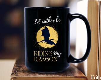 Ik zou liever mijn DRAAK berijden zwarte mok 15oz Fantasy Bookish Fourth Wing Rider Romantasy Dragonrider Basgiath Coffee Retro Gift Ceramic