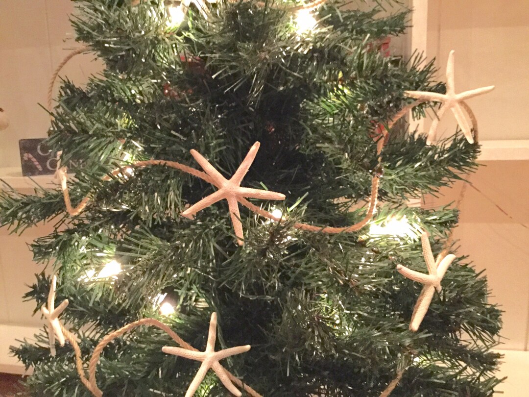 Nautical Decor Starfish Buoy Garland - Beach Decor Garland W Floats Rope Blue