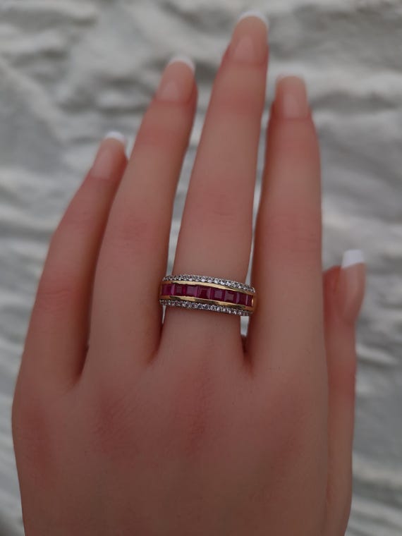 Ruby & Topaz Ring 9ct Gold - image 2