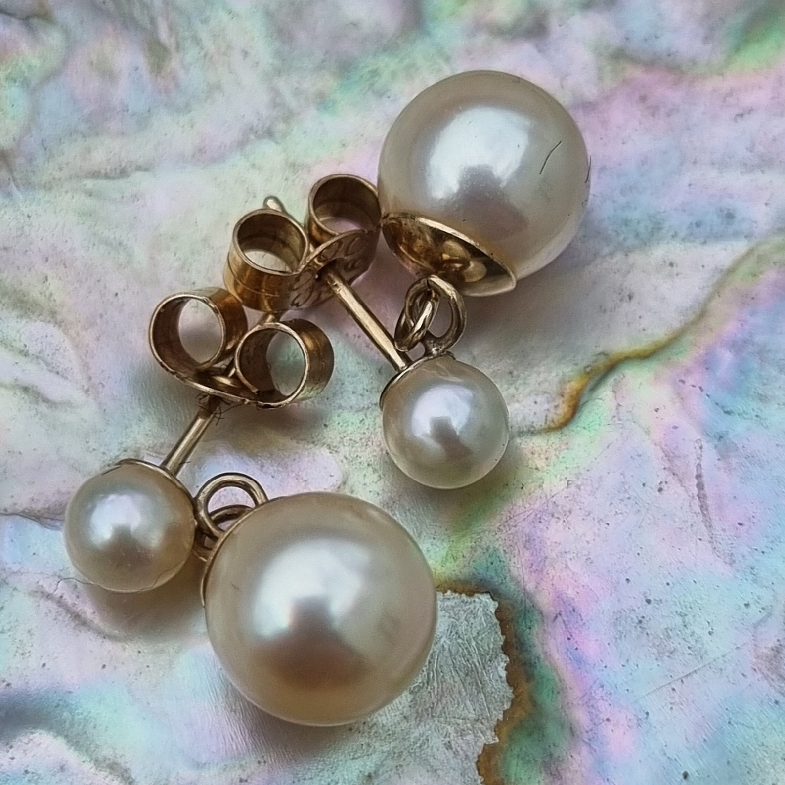 Vintage Pearl Drop Earrings 9ct Gold Etsy