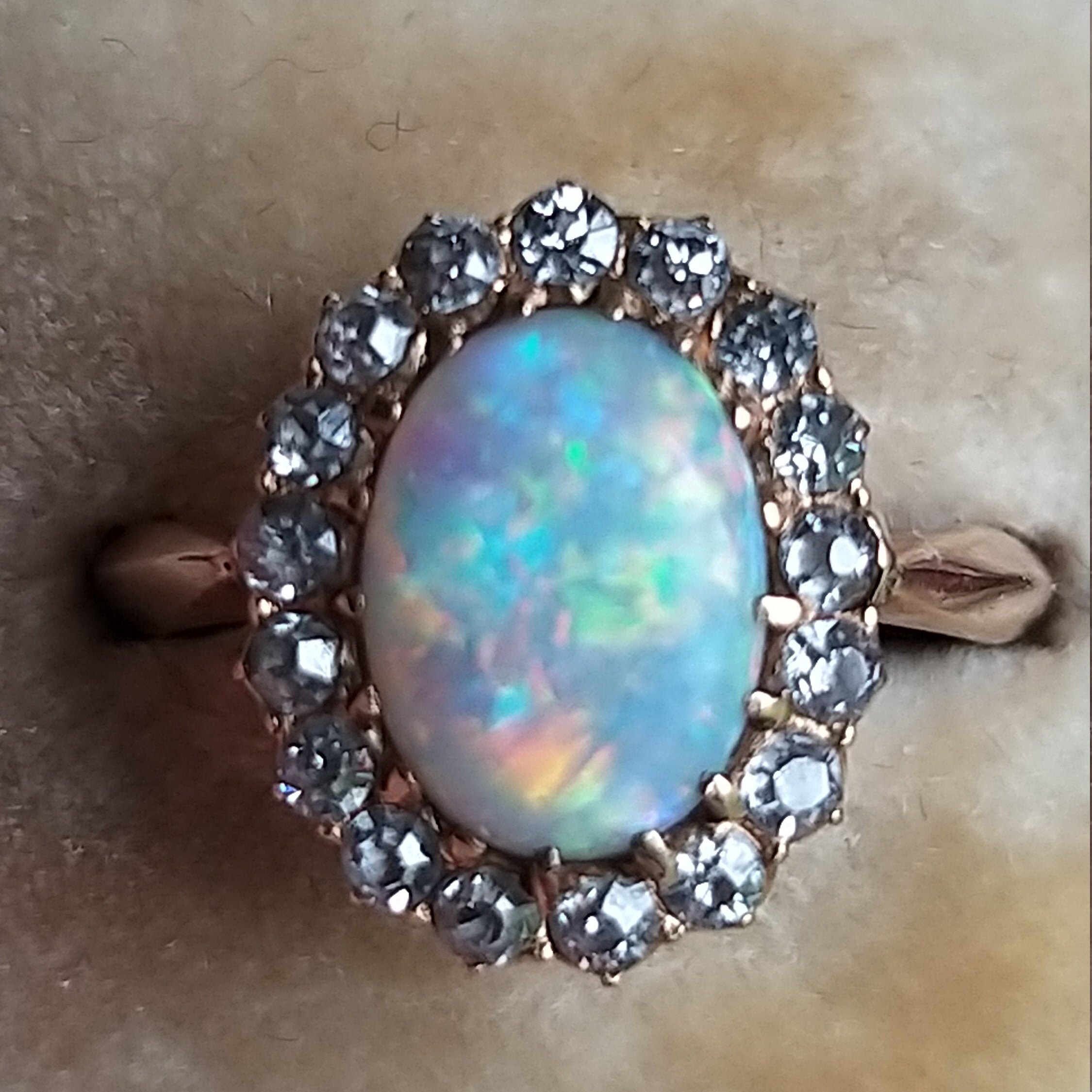 Antique Edwardian Opal & Diamond Ring 15ct Gold Etsy