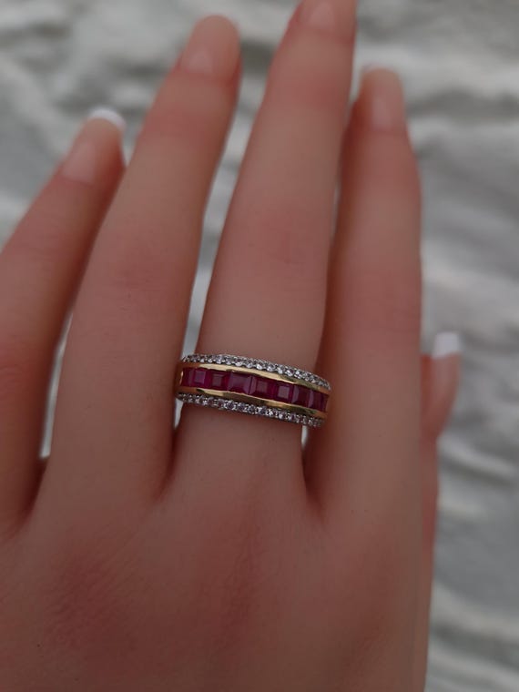 Ruby & Topaz Ring 9ct Gold - image 4