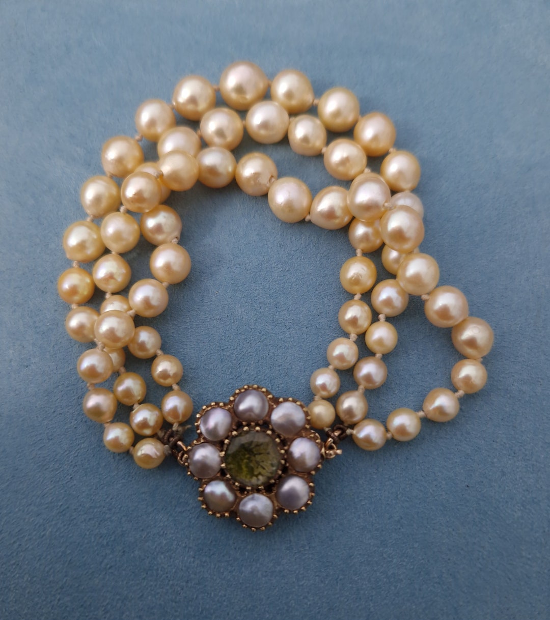 Vintage 3 Strand Pearl Bracelet With 15ct Antique Pearl Clasp Etsy