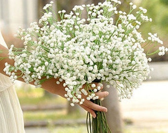 10PCS Artificial Flower White Baby's Breath Bush Plastic