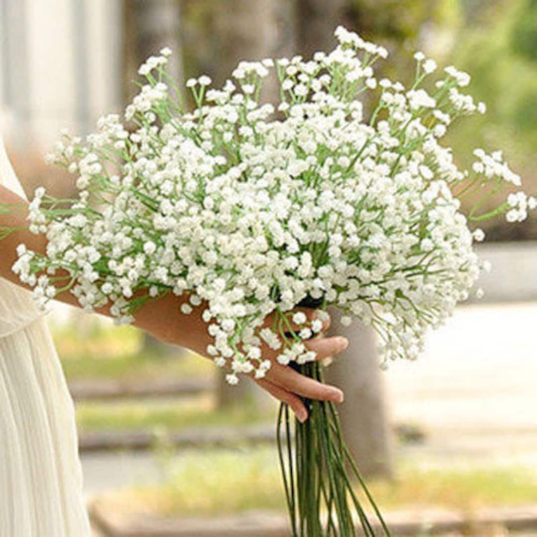 10PCS Artificial Flower White Baby's Breath Bush Plastic gypsophila ...