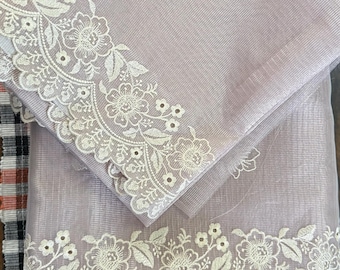 Embroidered organza tissue saree, Lightweight, Easy Drape, Running Blouse Piece