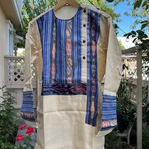 Raw silk Kantha Kurta for men