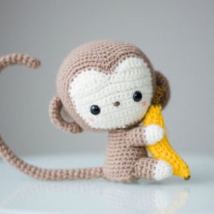 Crocheted monkey, amigurumi, kawaii toy, monkey, kawaii crochet