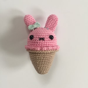 Crocheted ice cream, Amigurumi bunny, rabbit, icecream, Kawaii crochet