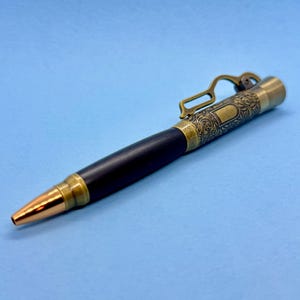 Bolígrafo de palanca - Madera de ébano - Bolígrafo para aficionados a la caza con accesorios