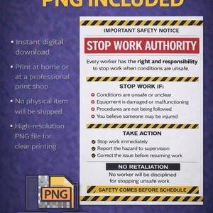 Stop Work Authority Safety Poster | Industrial Workplace Notice ...