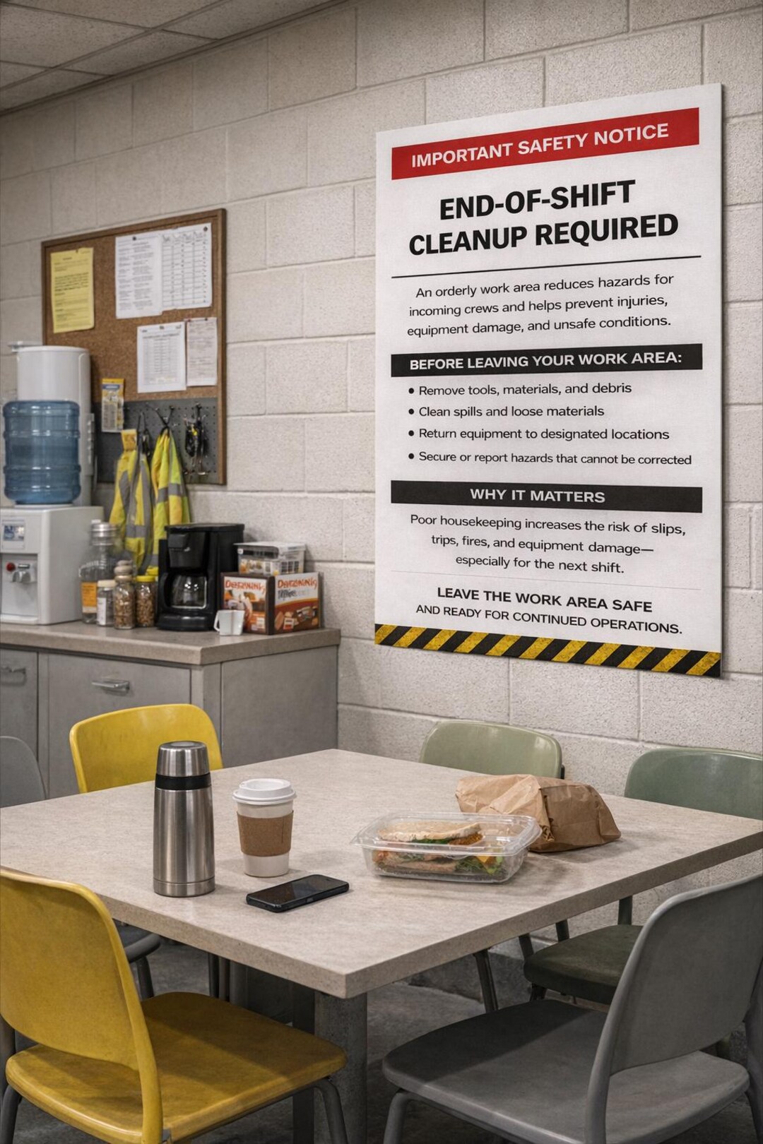 Slean End End of Shift Cleanup Safety Poster | Workplace Housekeeping Sign ...