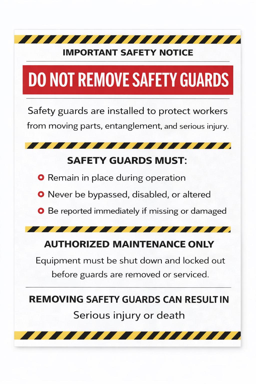 Small Machine Guarding Signs Machine Guarding Safety Poster | Industrial Workplace Sign (instant PNG ...