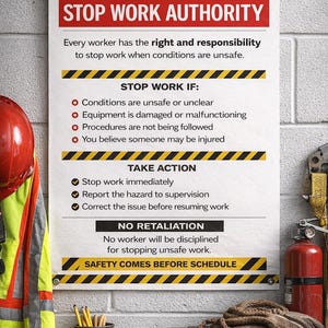 Stop Work Authority Safety Poster | Industrial Workplace Notice ...