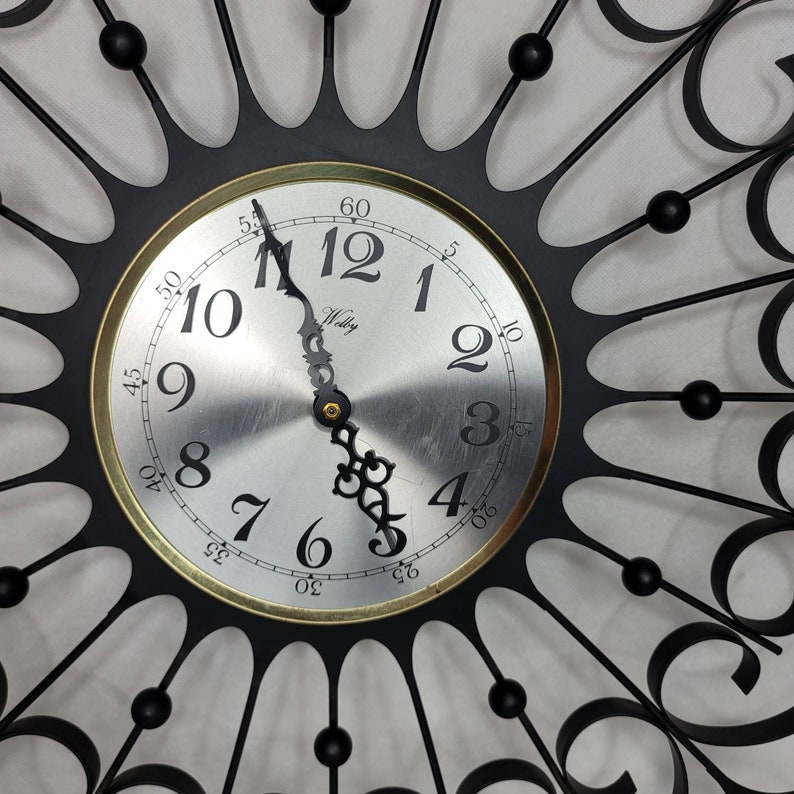 Welby Wall Clock Mid Century Modern Wrought Iron Metal Vintage Etsy