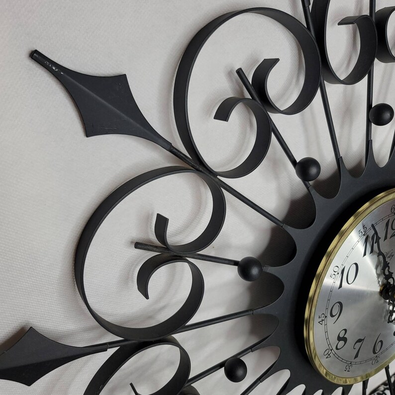 Welby Wall Clock Mid Century Modern Wrought Iron Metal Vintage Etsy