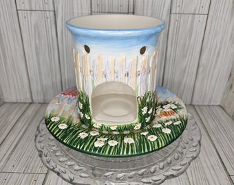 Yankee Candle Laundry Day Wax/Oil Warmer Plate Wash Ceramic Clothesline Large