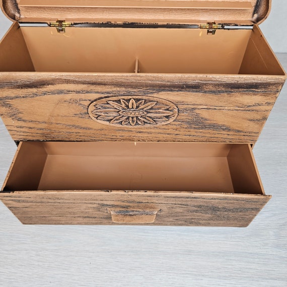 Vintage 70s Lerner Faux Wood Jewelry Box Organize… - image 3
