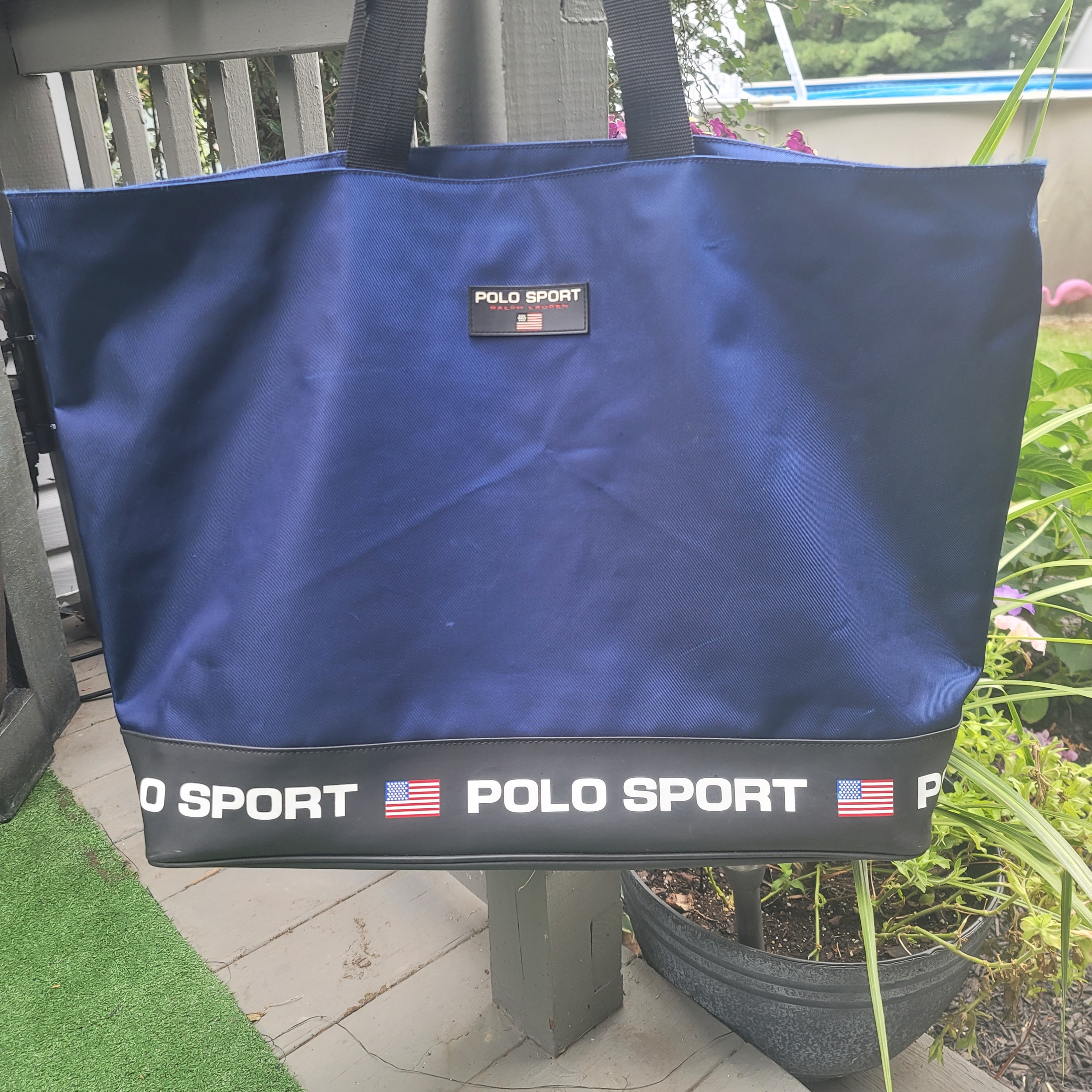 Ralph Lauren Polo Sport Vintage 90s Blue Nylon Heavy Duty Rucksack