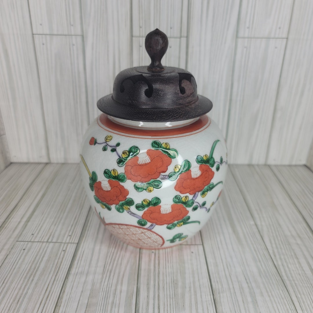 Vintage Chinoiserie Ginger Jar Blank Earthen Body Japan Hand Painted Etsy
