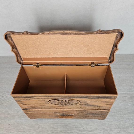 Vintage 70s Lerner Faux Wood Jewelry Box Organize… - image 2