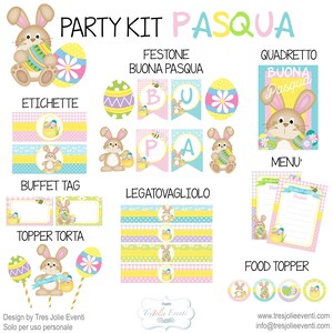 Party Kit PASQUA coniglietto DIGITALE - Happy Easter Digital Party Kit