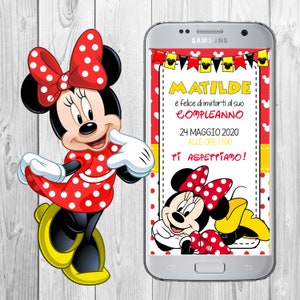 Invito digitale festa tema Topolina - Minnie Mouse Digital Party Invitation Birthday, whatsapp invitation