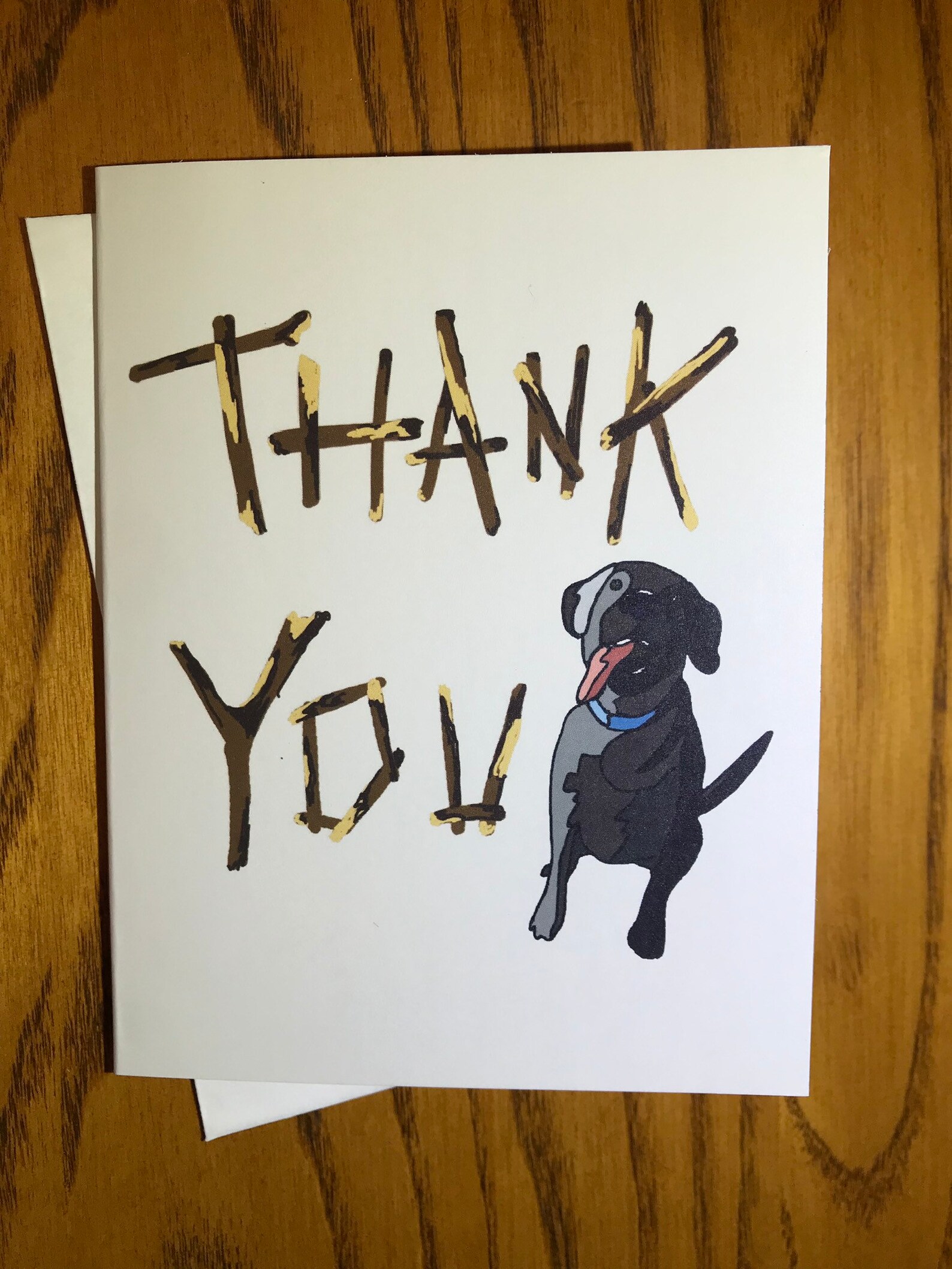 Black Labrador Thank You Card Etsy