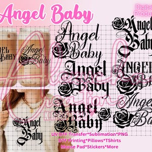 Angel Baby PNG set files, UV DTF warp, Chola, 16oz Glass Can Wrap, Chicana, Tattoo, dtf printing, Oldies