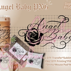 Angel Baby PNG 2file, UV DTF warp, Chola, 16oz Glass Can Wrap, Chicana, Tattoo, dtf printing, Oldies