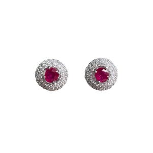 0.845Ct Burma unheated Ruby and Natural diamond 2 ways stud earring