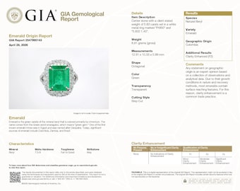 GIA certified 5.83Ct Colombian Emerald Ring with Natural diamonds in Platinum
