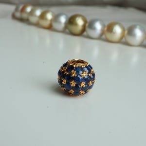 No Heat Burma Sapphire Pendant Bead Ball in 18K Yellow Gold-Sapphire Charm