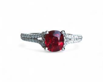 1.07ct Vibrant Vivid Red Spinel Ring with Natural Diamonds in 18k solid gold