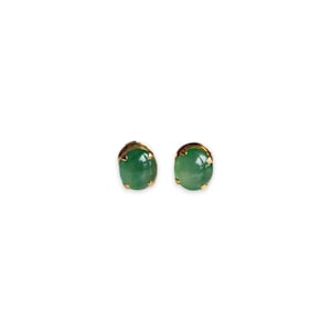 Graad A jadeïet jade-oorbel van 18 kt massief goud (5,75 x 5,28 mm T 1,34 g)