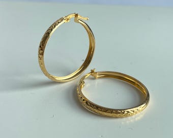 22k Gold Hoop Earrings-916 Pure Gold (Size 25mm) 916 gold hoop/pure gold (2.84g)