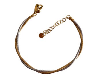 916 Gold Two-Tone Soft Bangle Bracelet (Adjustable) -11.85g