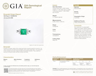 Anillo de esmeralda colombiana GIA F1/Menor de 1,59 ct, claridad mejorada F1