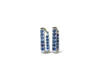 Square Shaped Sapphire Hoop earring