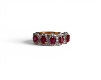 Burma Unheated Ruby and Diamond Ring in 18K Yellow Gold