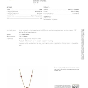 GIA certified 2.3ct Unheated Ruby Necklace in 22k solid gold chain