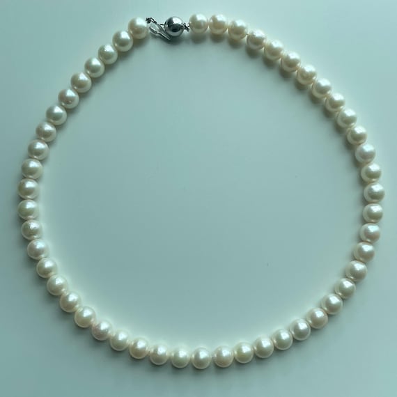 8mm+ Akoya Pearl Necklace With Silver Clasp - Etsy UK