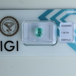 1.38Ct zertifizierte natürliche Smaragd-Pastellgrün-Farbe mit IGI-Siegel