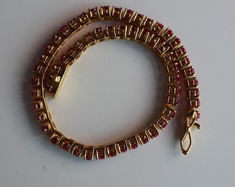 16.5cm (6.5”)Unheated Burmese Ruby Bracelet/Full Eternity Tennis Bracelet