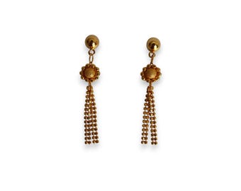 Elegant 916 gold floral tassel earrings-4cm (3.75g)